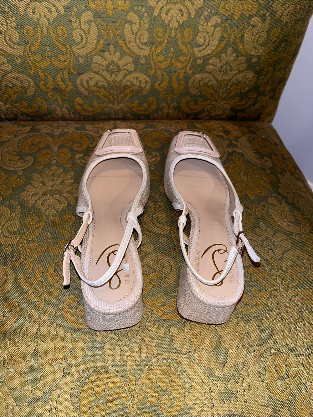 Sam Edelman Blush Beige Slingback Heels with Decorative Buckle - Picture 8 of 12
